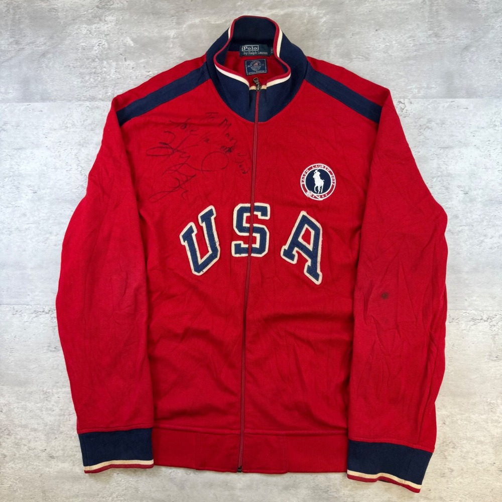 Polo Ralph Lauren 2012 Team USA Olympic Track Jacket Red XXL Signed Big Pony